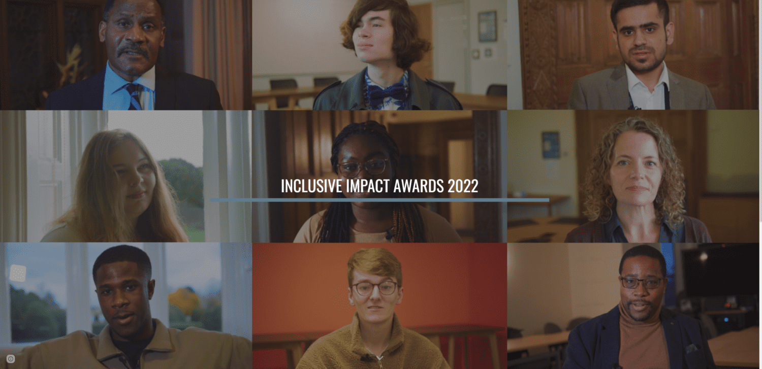 Promotional image for the Inclusive Impact Awards 2022 showing a grid of different York staff and students